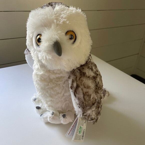 Wild Republic Plush Snowy Owl Hedwig Animal White Brown Soft 1995 - Picture 1 of 6